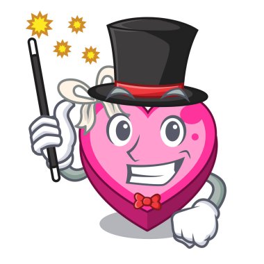 Sihirbaz kalp kutu karikatür uyku vektör çizim