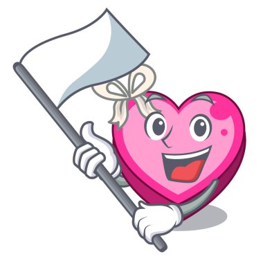 Bayrak kalp kutusunda çizgi film uyku vektör çizim ile