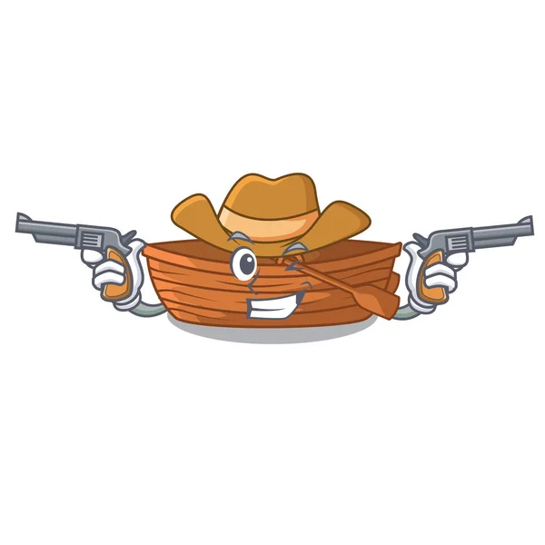 Cowboy Barco Madeira Desenho Animado Forma Vetor Ilustração —  Vetores de Stock