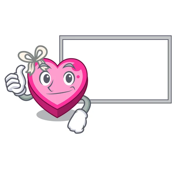Thumbs Board Box Heart Shape Mascot Vector Illustration — Stock Vector