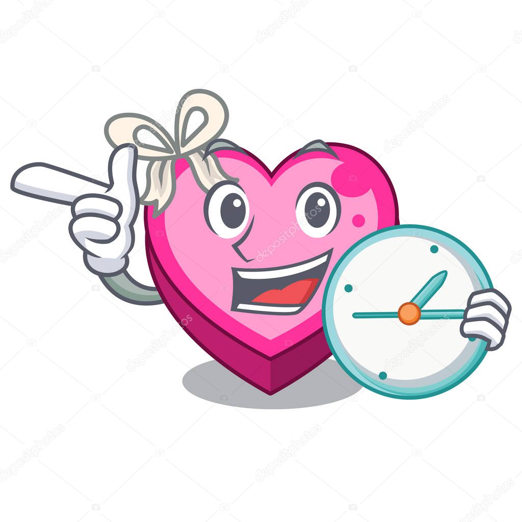 With clock Heart box isolated in the character vector illustration