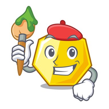 Sanatçı yedigen bir çizgi film şekil vektör çizim