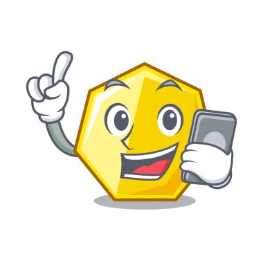 Telefon yedigen ile bir çizgi film şekil vektör çizim