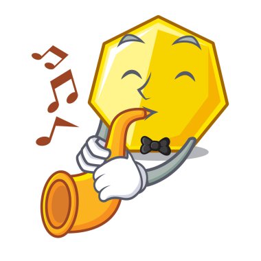 Trompet yedigen sopa ile karakter duvar vektör çizim