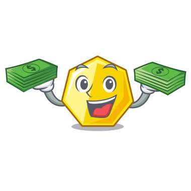 Para çantası yedigen sopa ile karakter duvar vektör çizim