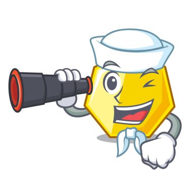 Denizci ile dürbün yedigen karakter duvar vektör çizim sopa