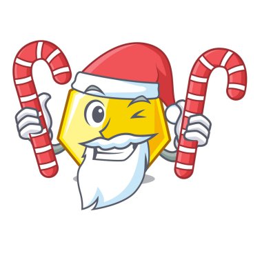 Noel Baba çizgi film kapı vektör çizim üzerinde şeker yedigen sopayla