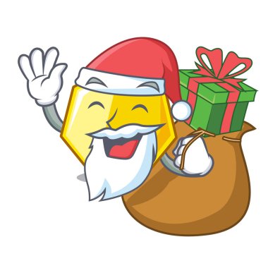 Noel Baba hediye yedigen sopa üzerinde çizgi film kapı vektör çizim ile