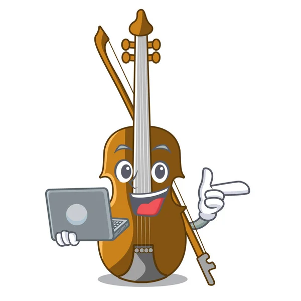 Laptop Violin Character Shape Vector Illustration — Stock Vector