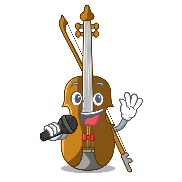 Violon Chantant Dans Salle Musique Dessin Animé Vecteur Illustratin — Image vectorielle