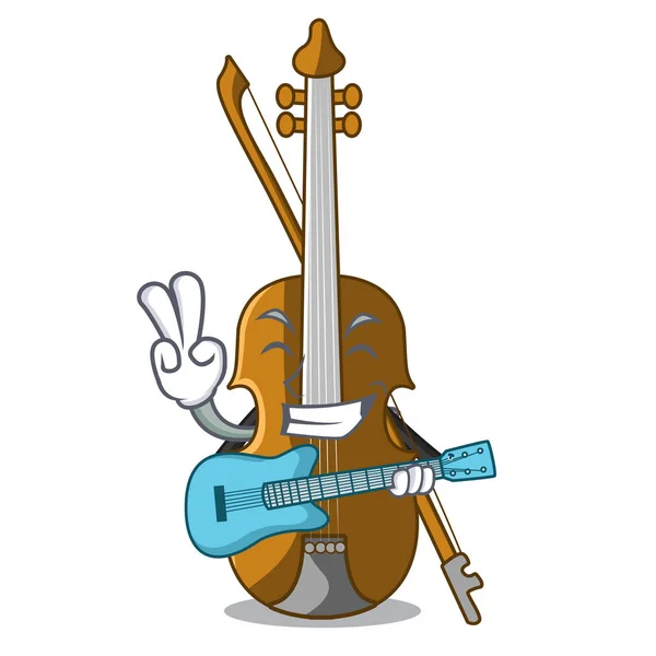 Guitar Violin Cartoon Music Room Vector Illustratin — Stock Vector