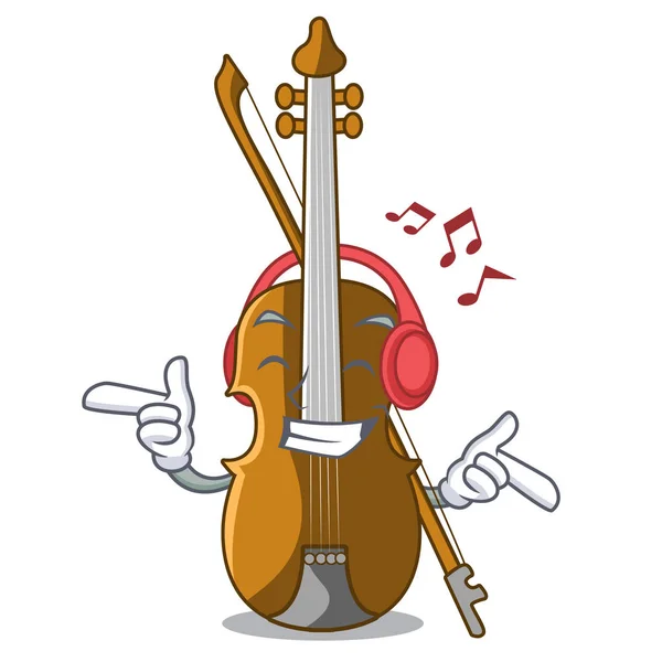 Listening Music Violin Cartoon Music Room Vector Illustratin — Stock Vector