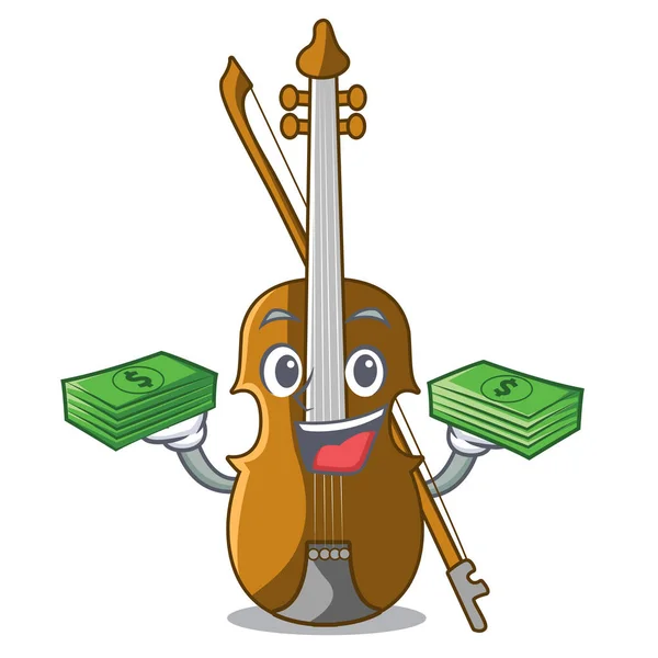 Con Borsa Soldi Violino Nel Cartone Animato Sala Musicale Vettore — Vettoriale Stock