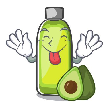 Avokado yağı bir çizgi film bowlvector illustrtion dışarı dil