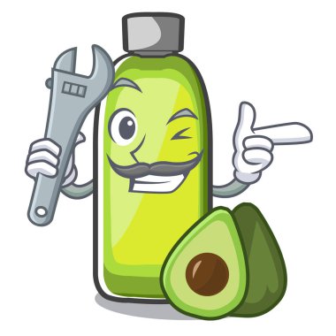 Bir çizgi film bowlvector illustrtion mekanik avokado yağı