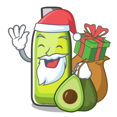Noel Baba ile bir çizgi film bowlvector illustrtion hediye avokado yağı