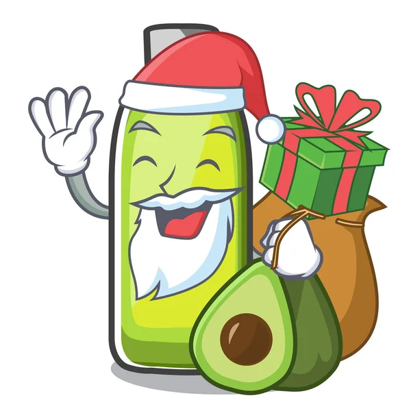 Noel Baba ile bir çizgi film bowlvector illustrtion hediye avokado yağı