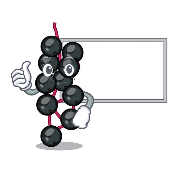 Pollici Con Tavola Eldeyberry Frutta Sopra Tavolo Legno Cartone Animato — Vettoriale Stock