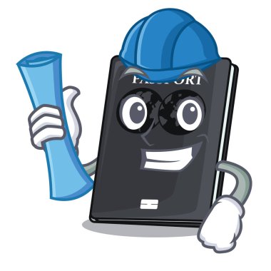 Şekil karakter vektör çizim siyah pasaport mimar