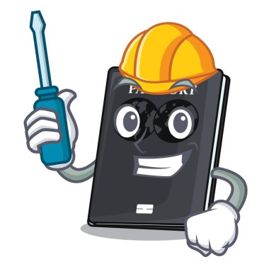 Çizgi film ile izole otomotiv siyah pasaportu