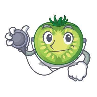 Doktor yeşil domates dilim karikatür kase