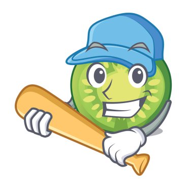 İskambil beyzbol yeşil domates dilim karikatür kase