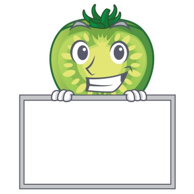 Yönetim Kurulu yeşil domates Slice karikatür kase sırıtarak