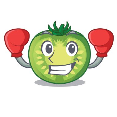 Yeşil domates dilim karikatür kase boks