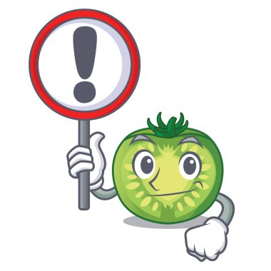 Çizgi film kase ile işaret yeşil domates dilim