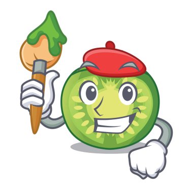 Sanatçı yeşil domates dilim karikatür kase