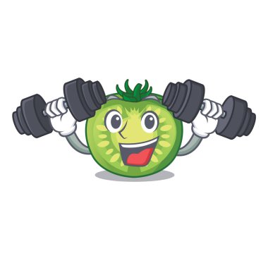 Fitness yeşil domates dilim karikatür kase