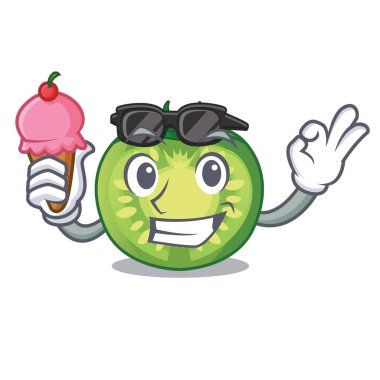 Dondurma yeşil domates dilimleri ile karakter plakaları