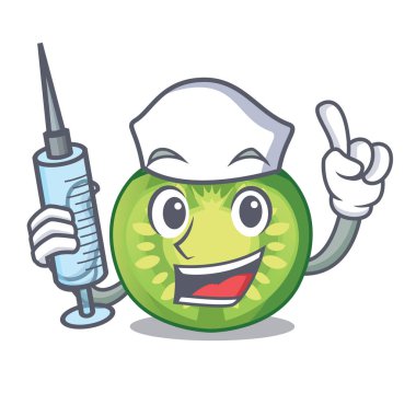 Hemşire yeşil domates dilimleri karakter plakaları