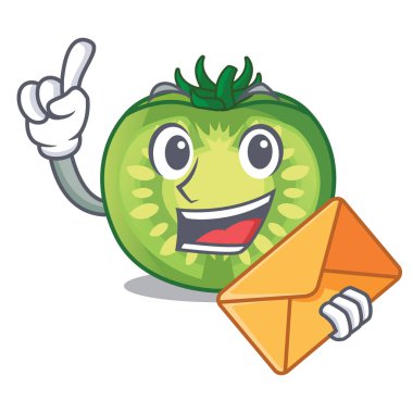 Zarf yeşil domates dilimleri ile karakter plakaları