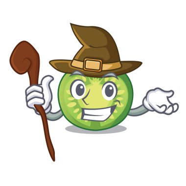 Cadı yeşil domates dilimleri karikatür şeklinde