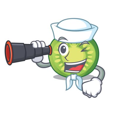 Denizci karikatür şeklinde dürbün yeşil domates dilimleri ile