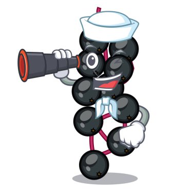 Denizci maskot vektör çizim şeklinde dürbün mürver ile