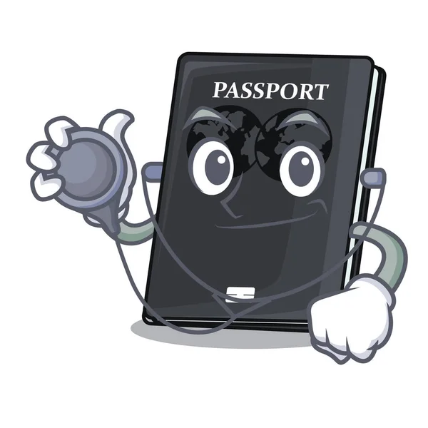 Черный Паспорт Доктора Мультипликационном Мешке Векторной Иллюстрации — стоковый вектор