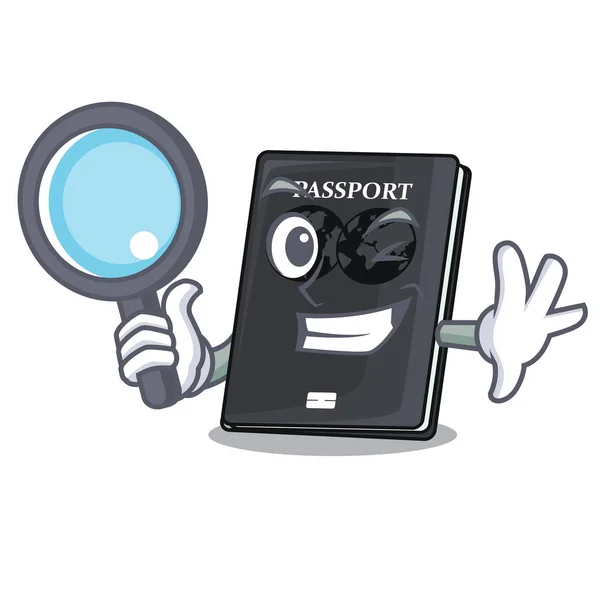 Detective Black Passport Shape Character Vector Illustration — Stock Vector
