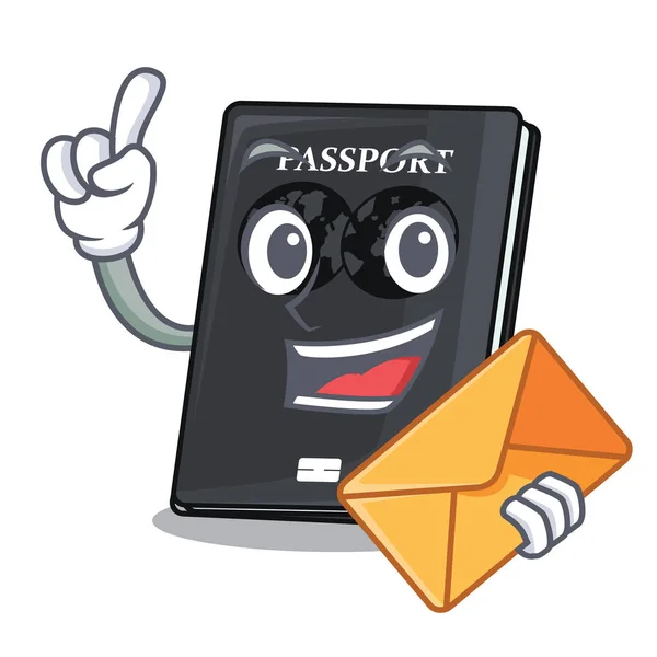 Envelope Black Passport Shape Character Vector Illustration — Stock Vector