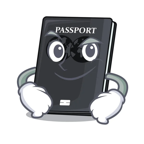 Smirking black passport in the shape character — Stock Vector