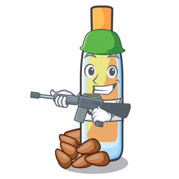 Army lenseed oil in a mascot bottle — Stock Vector