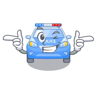 Wink polis arabasında şekil karakter vektör çizim