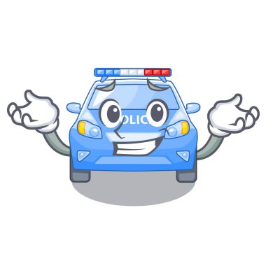 Şekil karakter vektör çizim sırıtan polis arabası