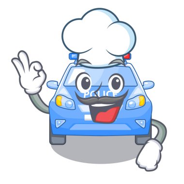 Şef polis arabasında şekil karakter vektör çizim