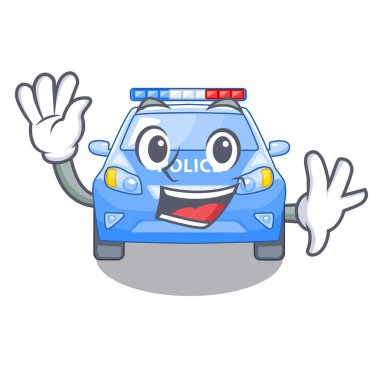 Şekil karakter vektör çizim sallayarak polis arabası