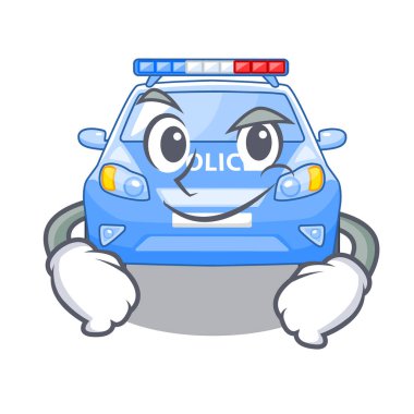 Şekil karakter vektör çizim Smirking polis arabası