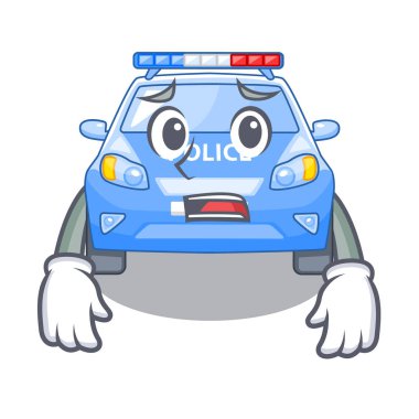 Korkarım minyatür karikatür polis arabası tablo vektör çizim üzerinde