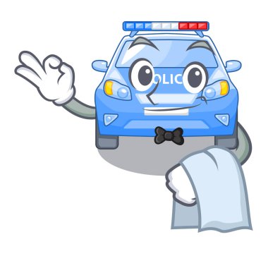 Garson minyatür karikatür polis arabası tablo vektör çizim üzerinde
