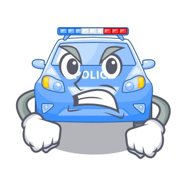 Kızgın minyatür karikatür polis arabası tablo vektör çizim üzerinde